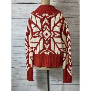 Vintage Y2k American Eagle Red Nordic Icicle Chunk Knit Cardigan Womens Large